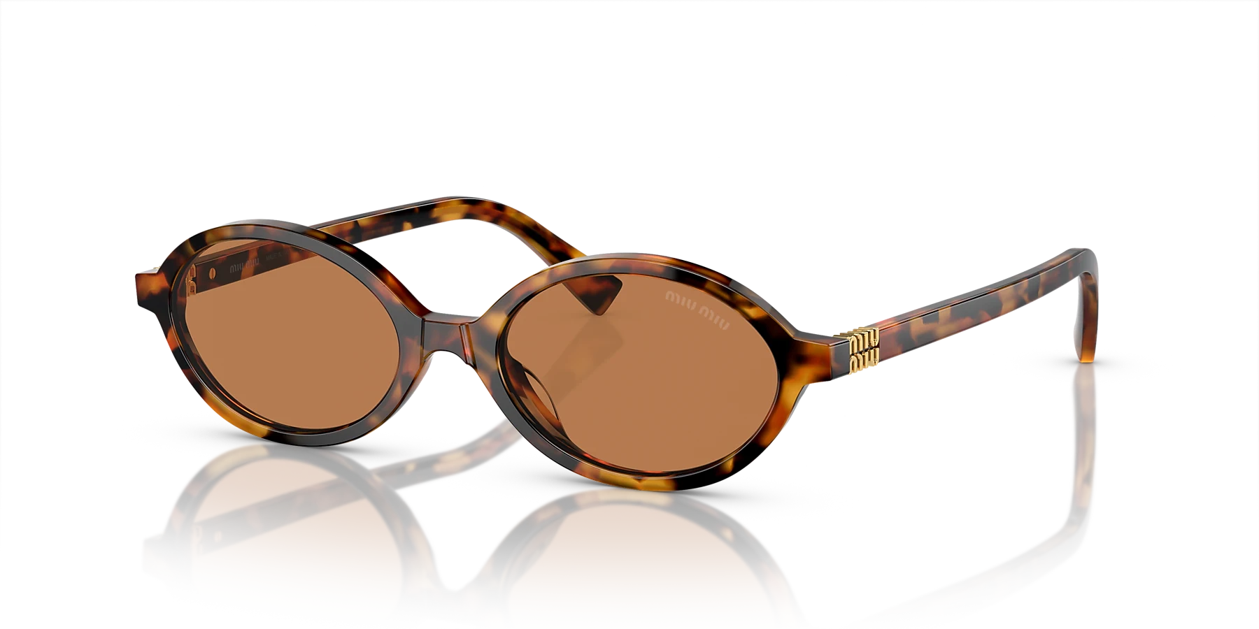 משקפי שמש Miu Miu MU 04ZS, אובל קטן מאצטט בגוון צב עם עדשות חומות
