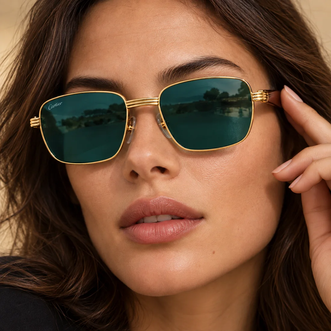 משקפי שמש Cartier CT0538S בצבע זהב, עדשות ירוקות (תמונה 3 מתוך 3)