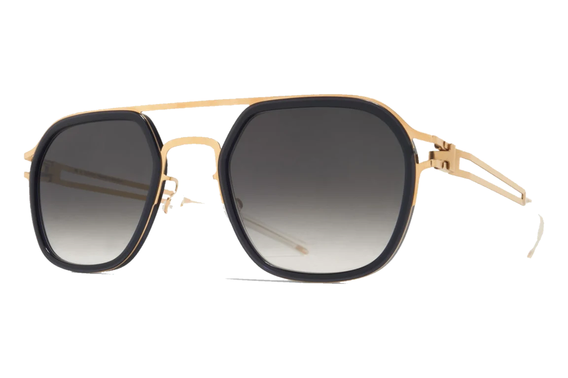 משקפי שמש MYKITA LEELAND בצבע זהב מבריק / אינדיגו חלבי, עדשות גרדיאנט שחור